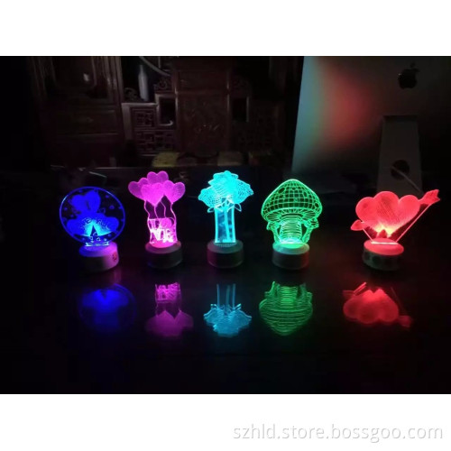 Removable Kids Room LED lamp 7 Colors Amazing 3D Glow LED Lamp